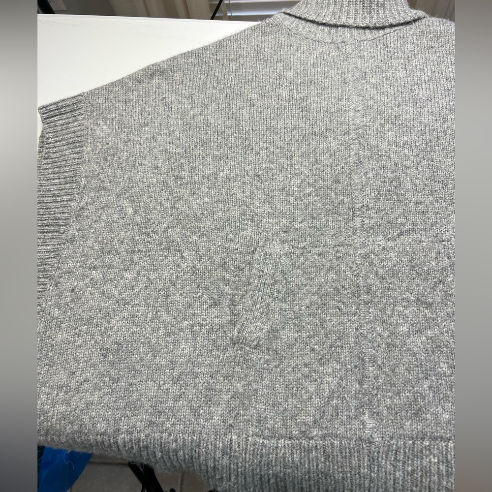 J. Crew Poncho Sweater M/L Wool Alpaca Blend Turtleneck Pullover Pockets Gray - Picture 10 of 14
